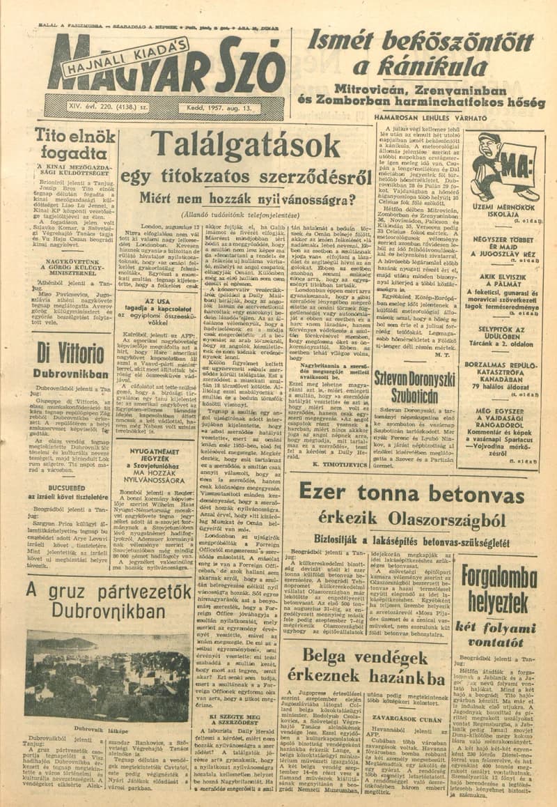 Magyar Szó, 14. évf. 1957. augusztus 13. 220. sz. 1–14. oldal