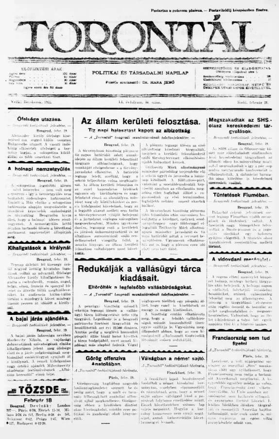 Torontál, 51. évf. 1922. február 21. 40. sz.