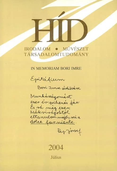 Híd, 68. évf. 2004. július. 7. sz. 833–1004. oldal