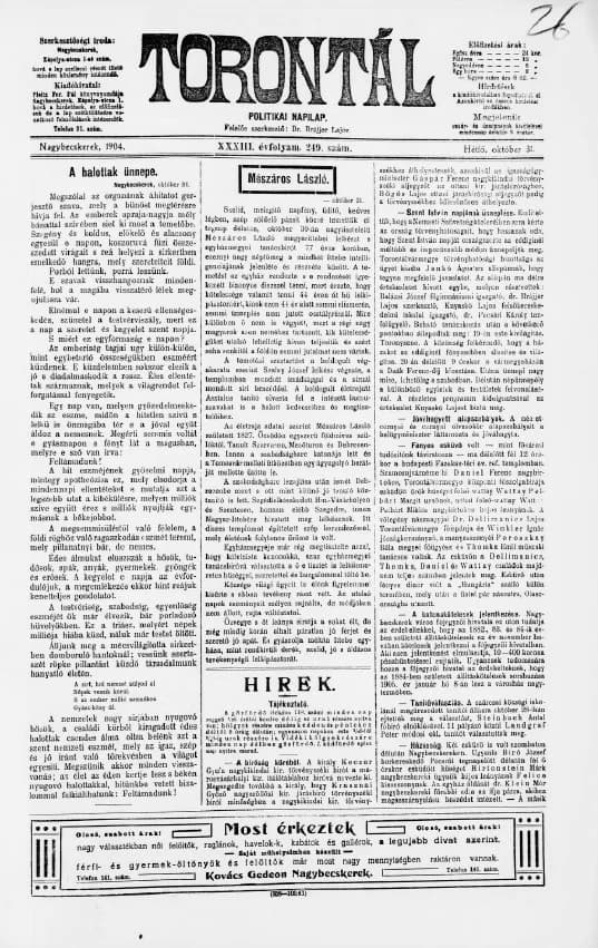 Torontál, 33. évf. 1904. október 31. 249. sz.