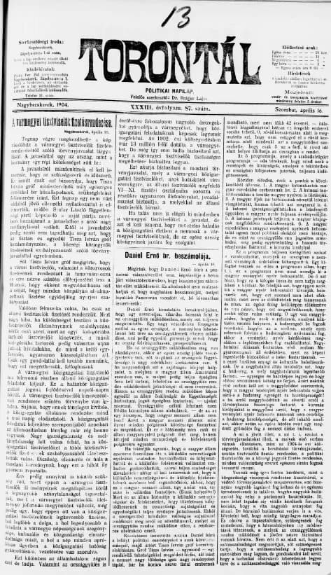 Torontál, 33. évf. 1904. április 16. 87. sz.