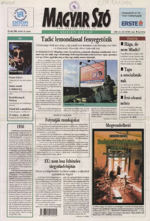 Magyar Szó, 63. évf. 2006. október 18. 243. sz. 1–20. oldal