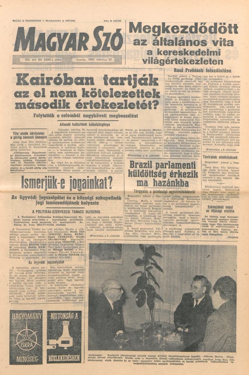 Magyar Szó, 21. évf. 1964. március 25. 84. sz. 1–16. oldal