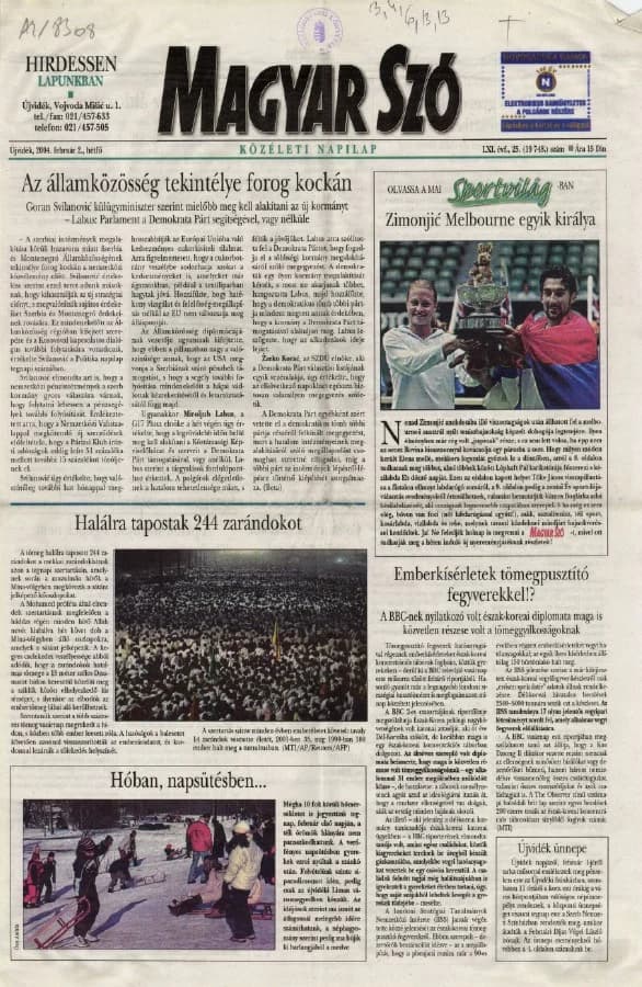Magyar Szó, 61. évf. 2004. február 2. 25. sz. 1–16. oldal