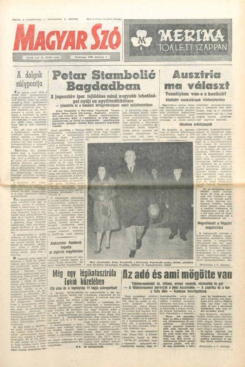 Magyar Szó, 23. évf. 1966. március 6. 63. sz.