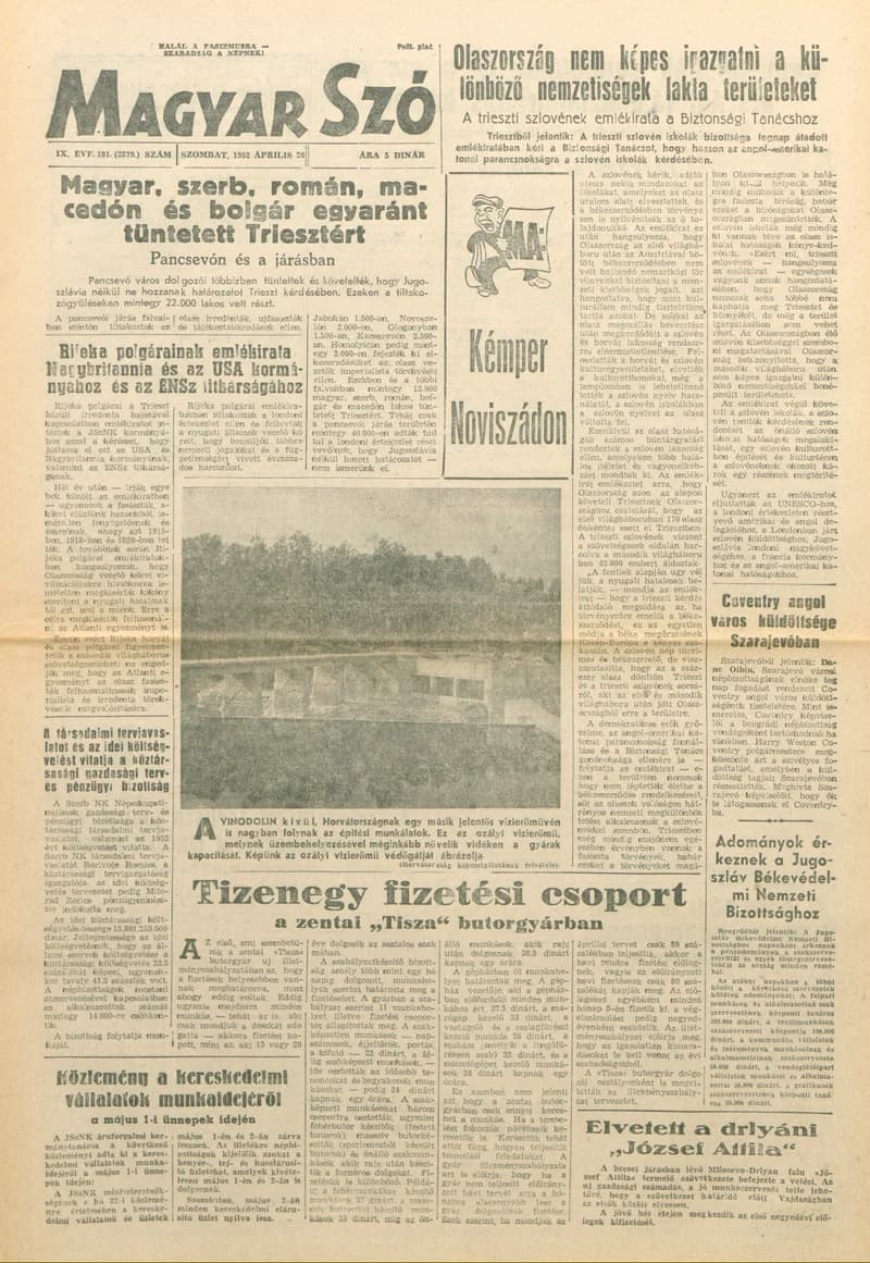 Magyar Szó, 9. évf. 1952. április 26. 101. sz. 1–4. oldal
