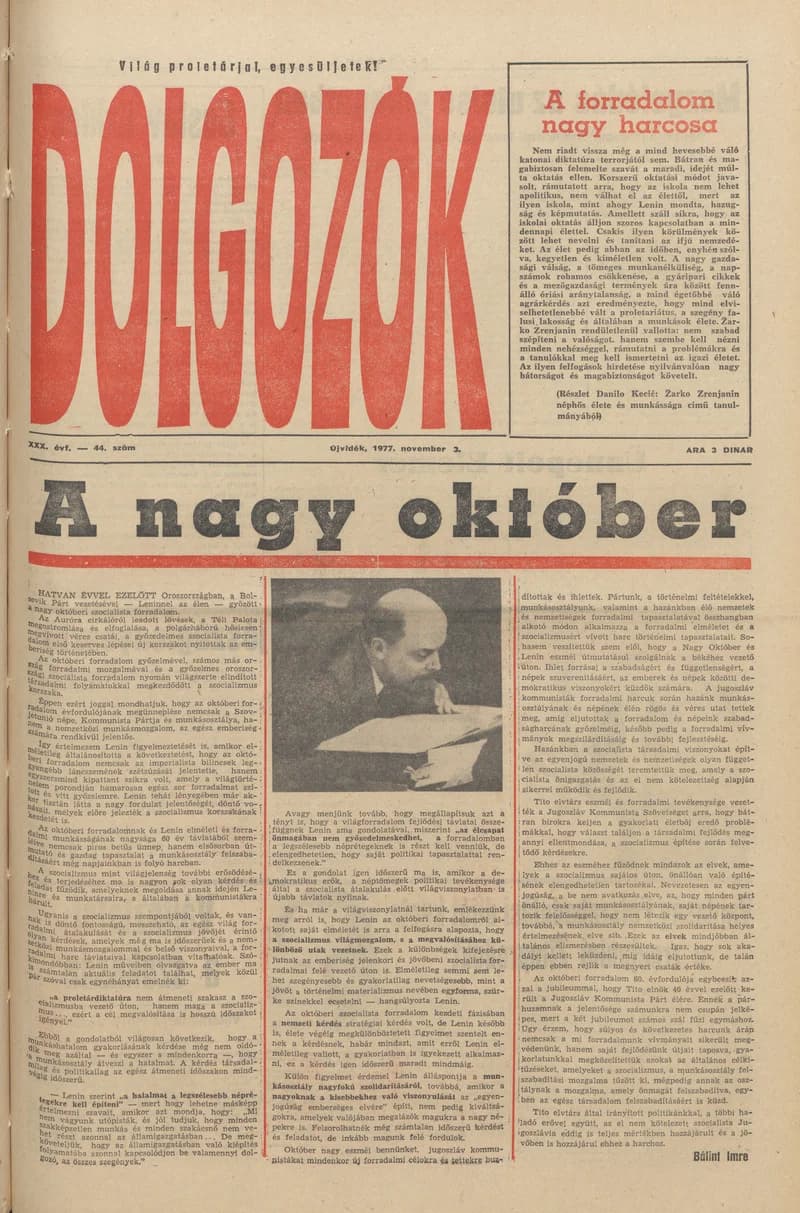 Dolgozók, 31. évf. 1977. november 3. 44. sz.