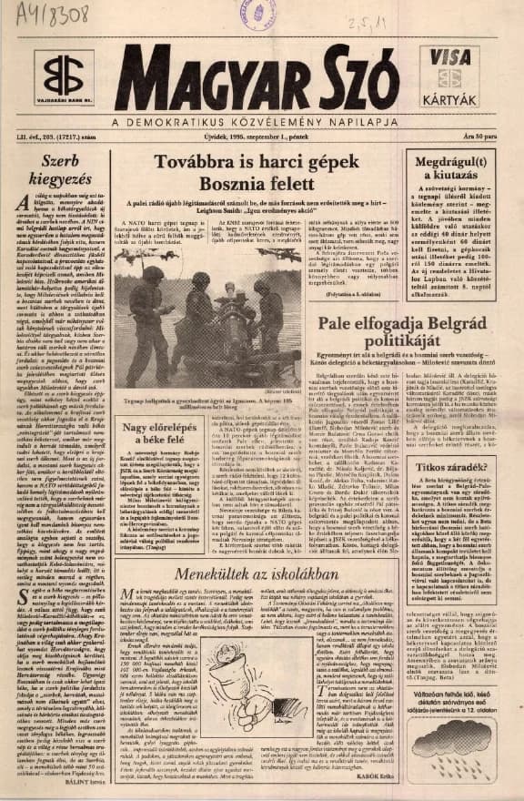 Magyar Szó, 52. évf. 1995. szeptember 1. 203. sz. 1–16. oldal