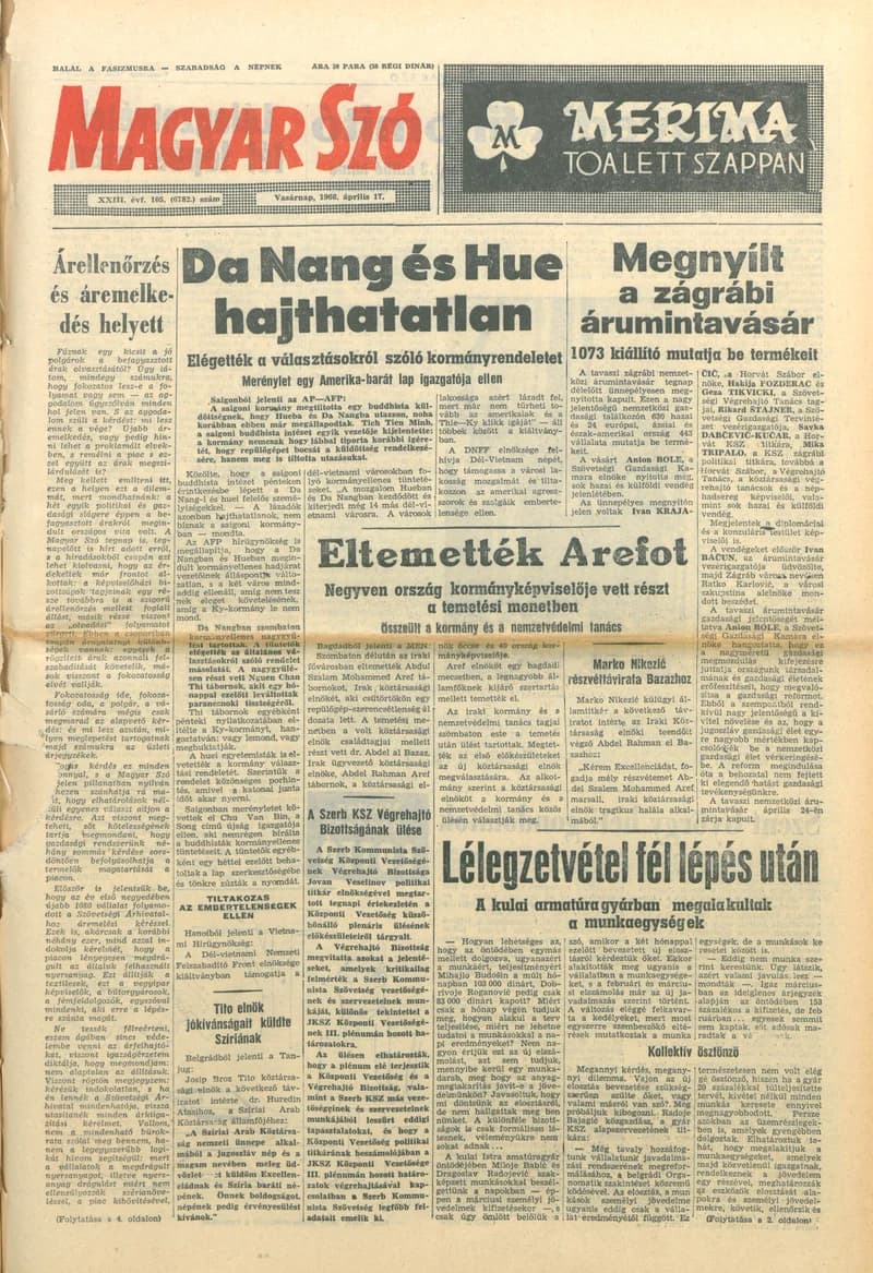 Magyar Szó, 23. évf. 1966. április 17. 105. sz.