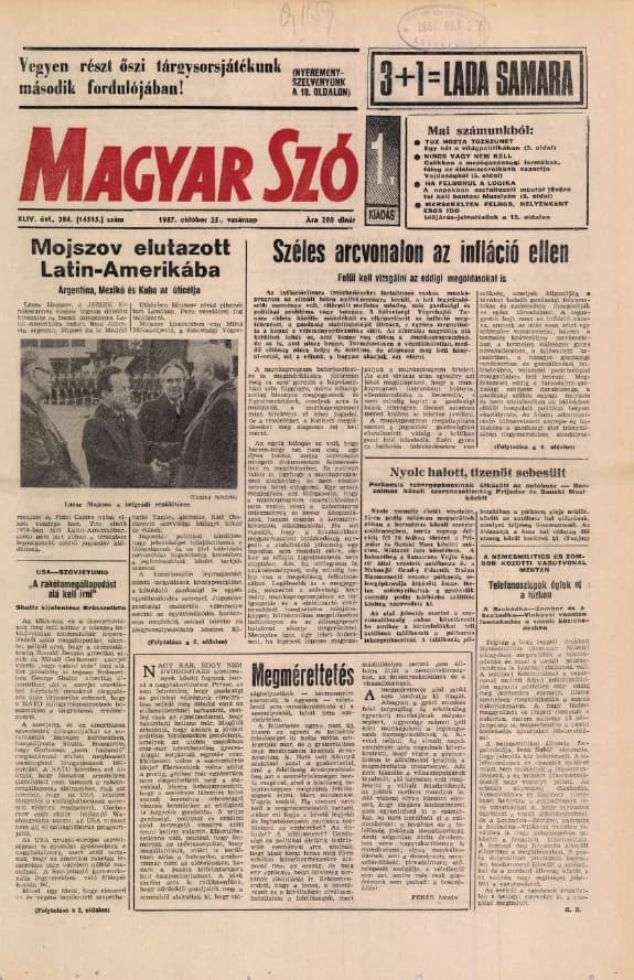 Magyar Szó, 44. évf. 1987. október 25. 294. sz. 1–28. oldal