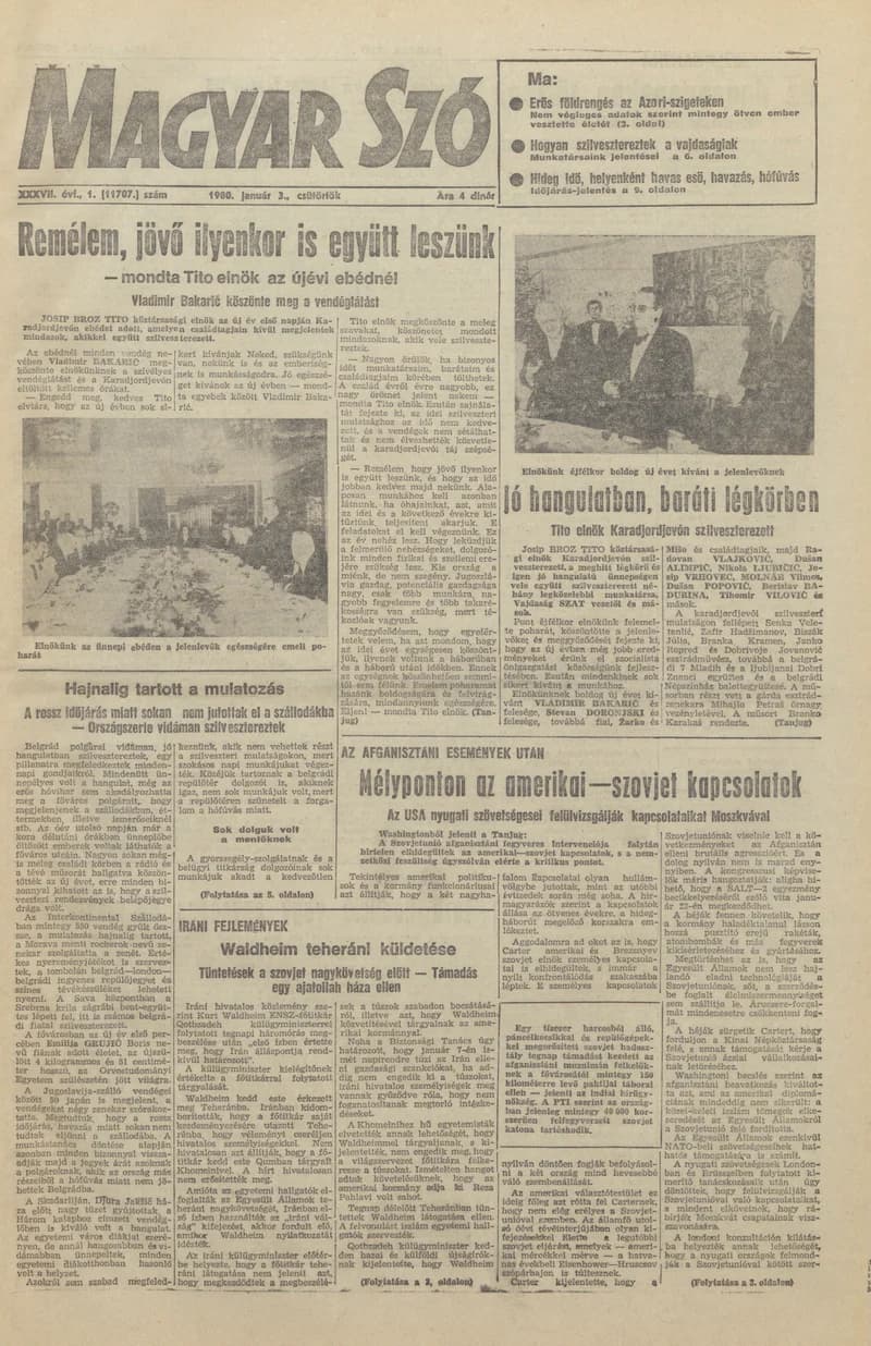 Magyar Szó, 37. évf. 1980. január 3. 1. sz. 1–20. oldal