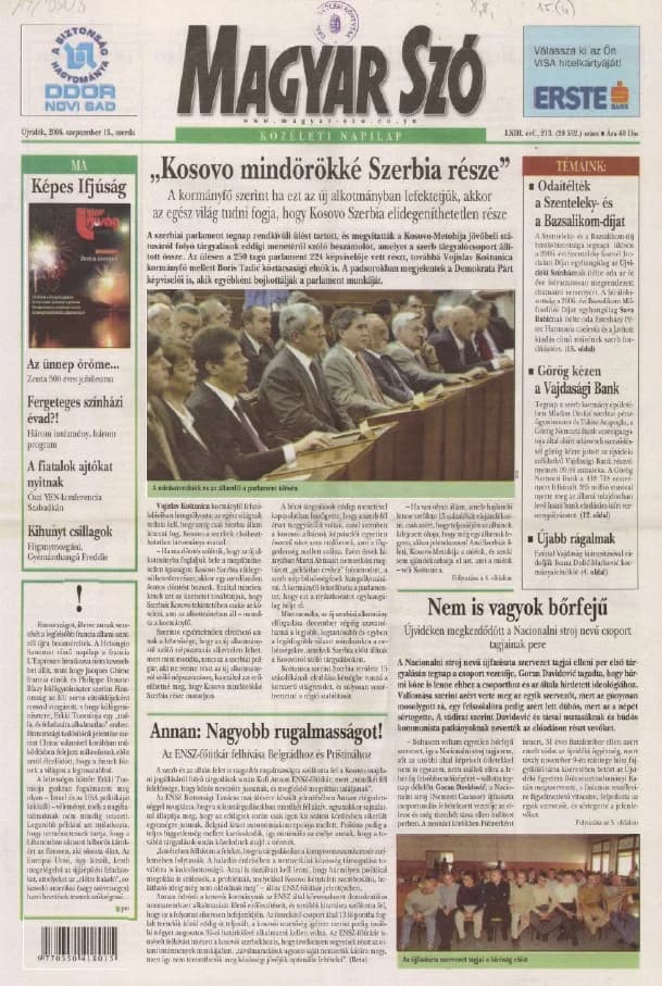 Magyar Szó, 63. évf. 2006. szeptember 13. 213. sz. 1–20. oldal