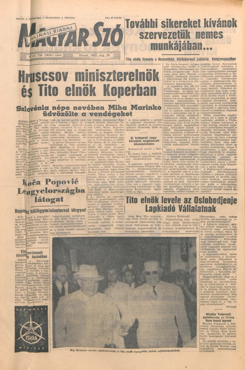 Magyar Szó, 20. évf. 1963. augusztus 30. 238. sz. 1–14. oldal