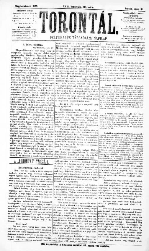 Torontál, 22. évf. 1893. június 16. 136. sz.