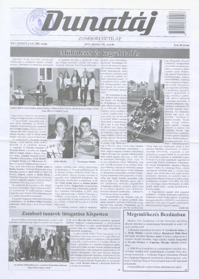 Dunatáj, 17. évf. 2015. október 14. 850. sz.
