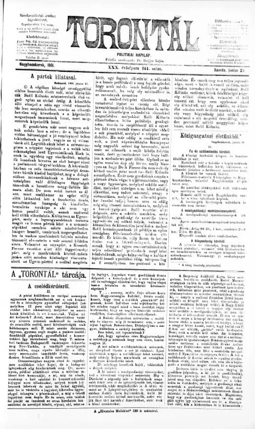 Torontál, 30. évf. 1901. június 26. 144. sz.