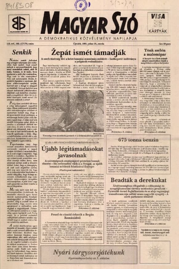 Magyar Szó, 52. évf. 1995. július 19. 165. sz. 1–16. oldal