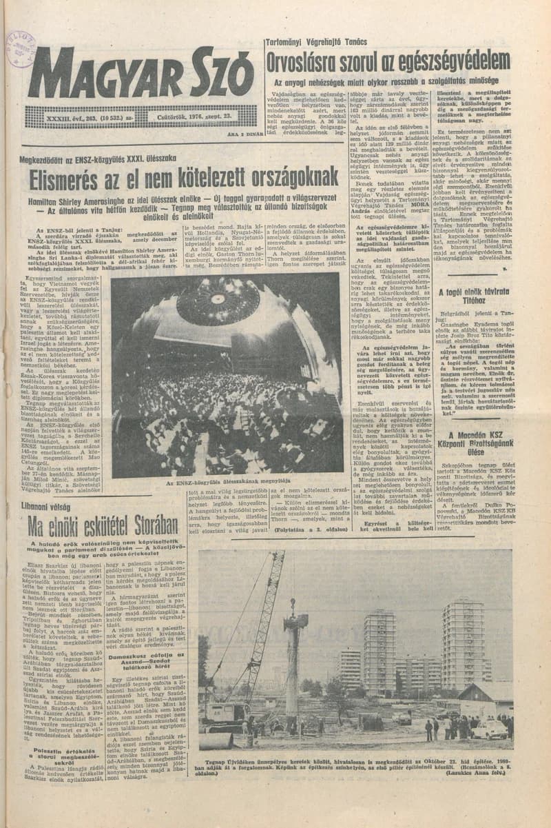 Magyar Szó, 33. évf. 1976. szeptember 23. 263. sz. 1–20. oldal