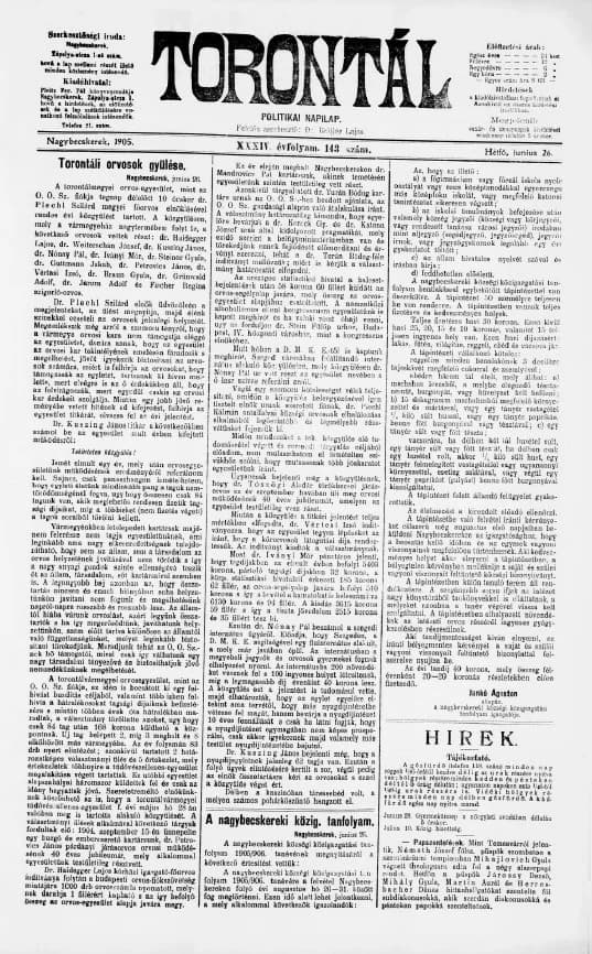 Torontál, 34. évf. 1905. június 26. 143. sz.