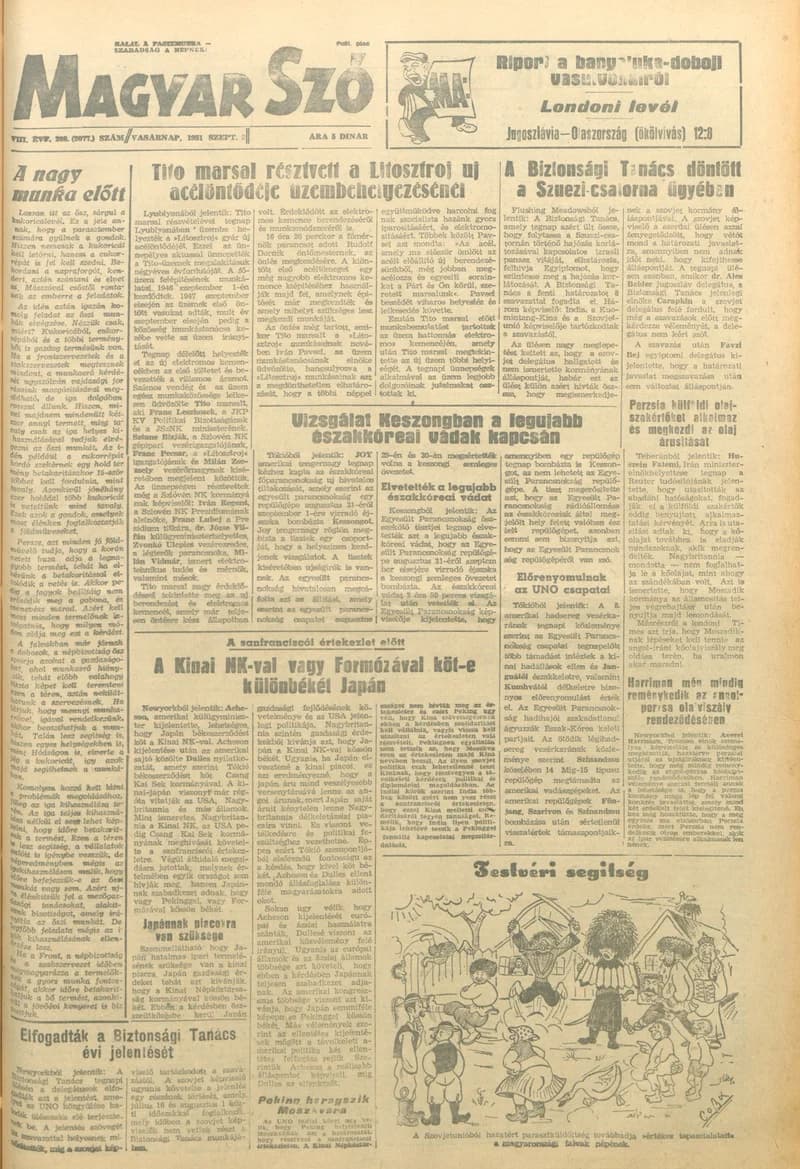 Magyar Szó, 8. évf. 1951. szeptember 2. 208. sz. 1–8. oldal