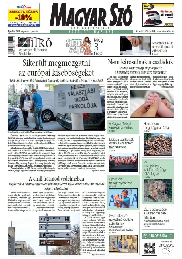 Magyar Szó, 75. évf. 2018. augusztus 1. 176. sz. 1–16. oldal