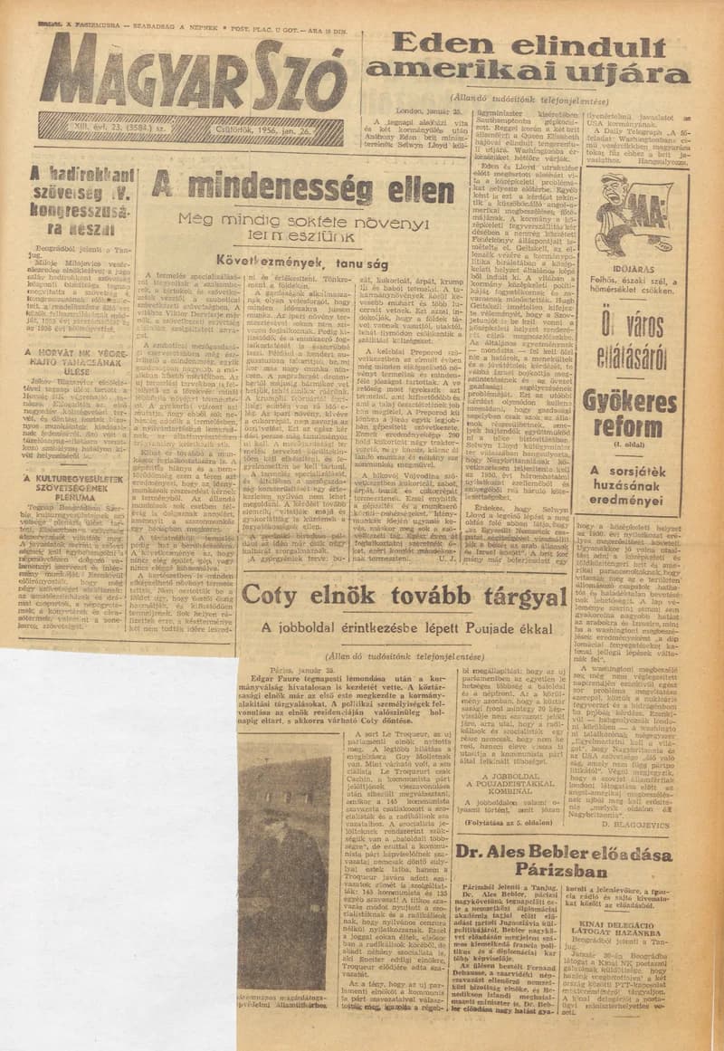 Magyar Szó, 13. évf. 1956. január 26. 23. sz. 1–17. oldal