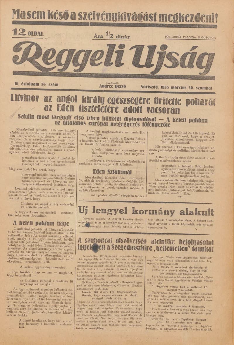 Reggeli Újság, 16. évf. 1935. március 30. 76. sz.