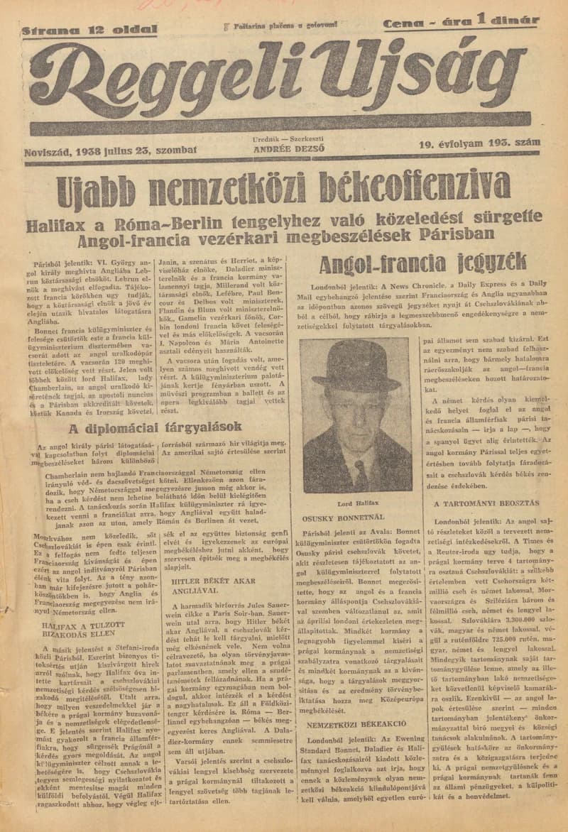 Reggeli Újság, 19. évf. 1938. július 23. 199. sz.