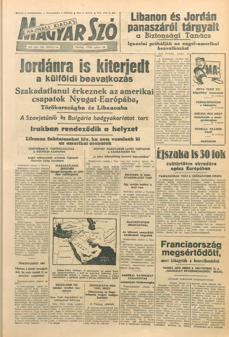 Magyar Szó, 15. évf. 1958. július 18. 181. sz. 1–20. oldal