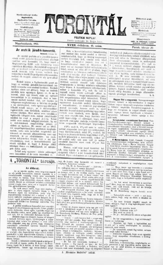 Torontál, 32. évf. 1903. február 20. 41. sz.