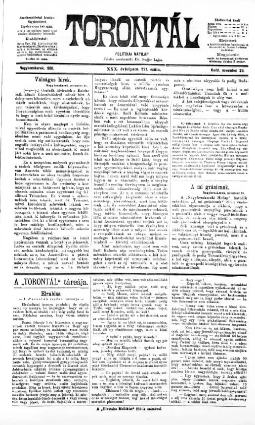 Torontál, 30. évf. 1901. november 26. 271. sz.