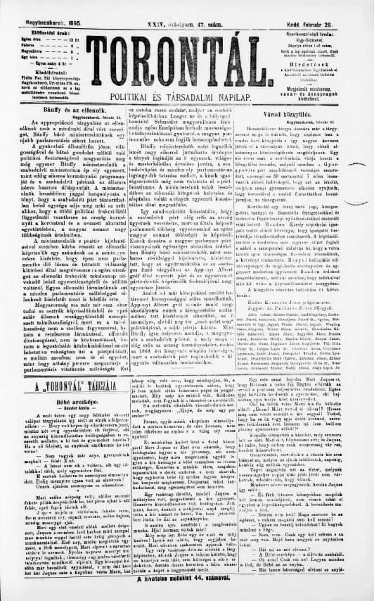 Torontál, 24. évf. 1895. február 26. 47. sz.