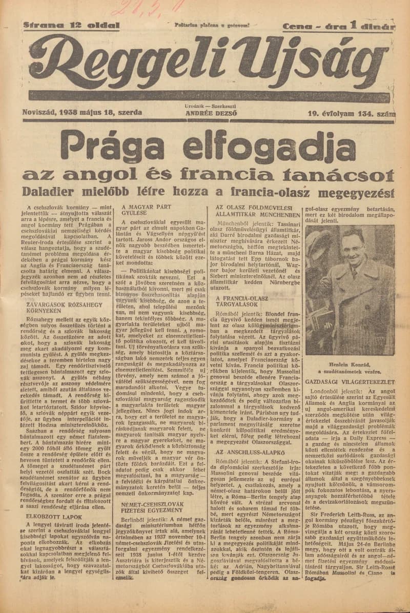 Reggeli Újság, 19. évf. 1938. május 18. 134. sz.