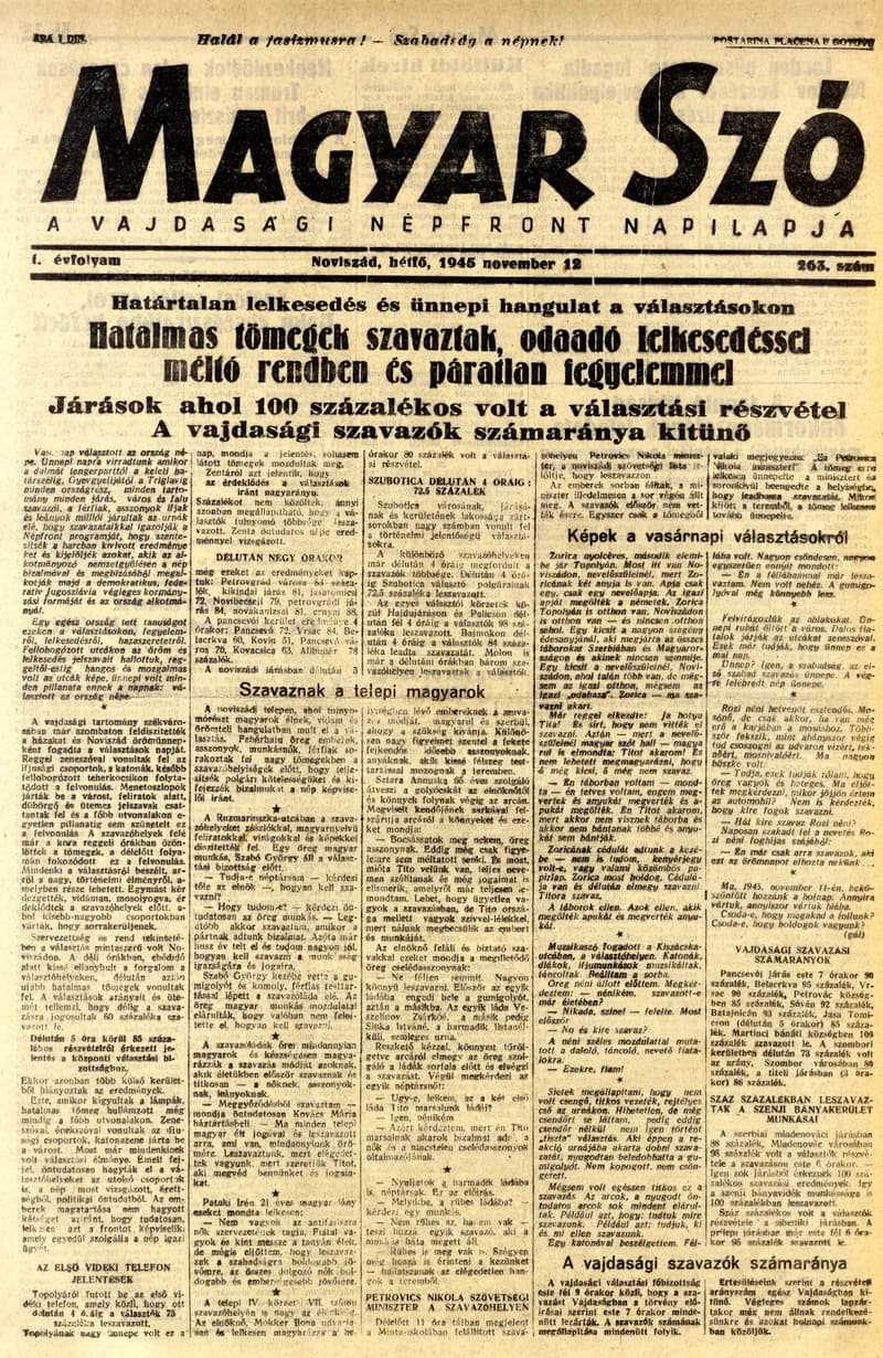 Magyar Szó, 2. évf. 1945. november 12. 263. sz. 1–4. oldal