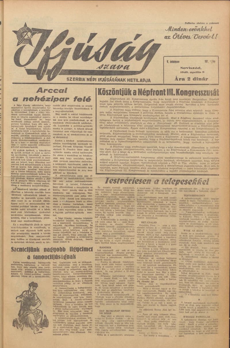 Ifjúság Szava, 5. évf. 1949. április 9. 187. sz.