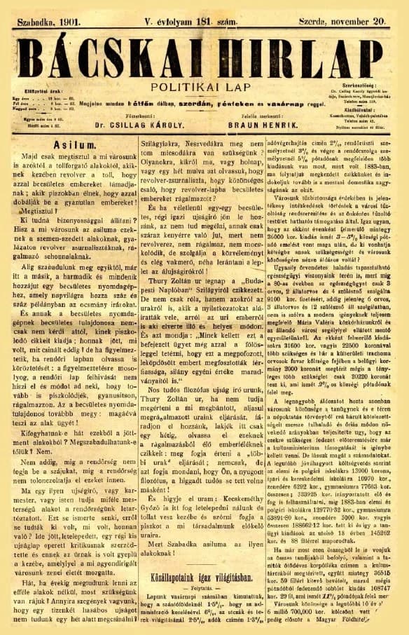 Bácskai Hirlap, 5. évf. 1901. november 20. 181. sz.