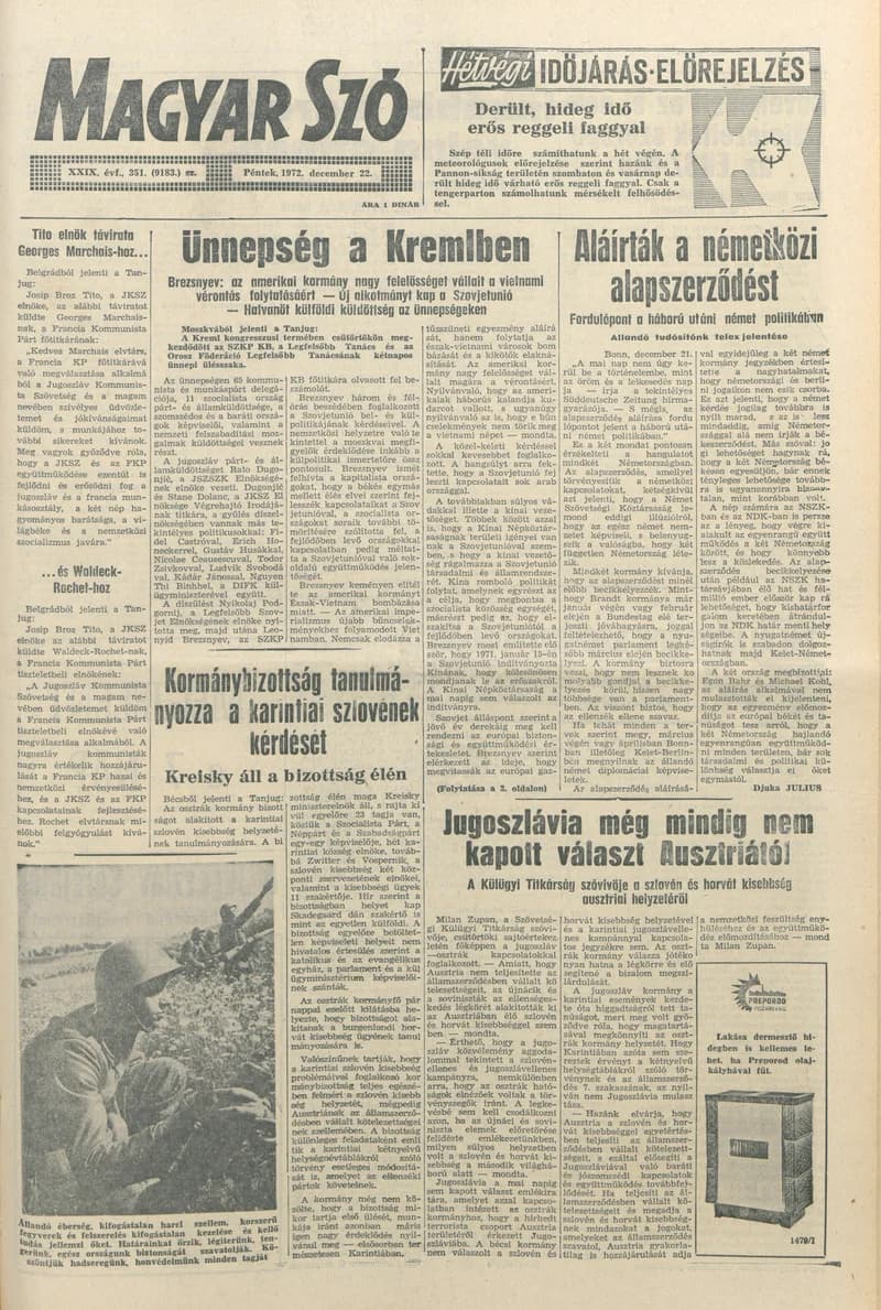 Magyar Szó, 29. évf. 1972. december 22. 351. sz. 1–14. oldal
