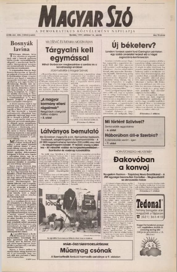 Magyar Szó, 48. évf. 1991. október 16. 285. sz. 1–16. oldal