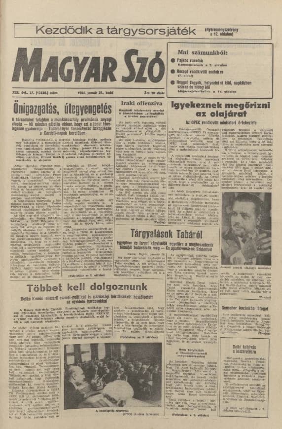 Magyar Szó, 42. évf. 1985. január 29. 27. sz. 1–20. oldal