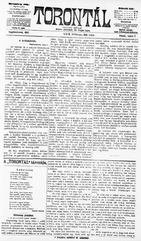 Torontál, 26. évf. 1897. május 7. 104. sz.
