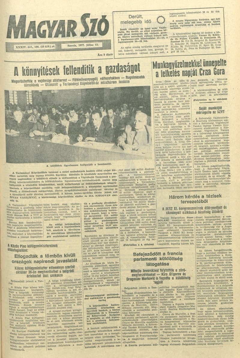 Magyar Szó, 34. évf. 1977. július 13. 190. sz.
