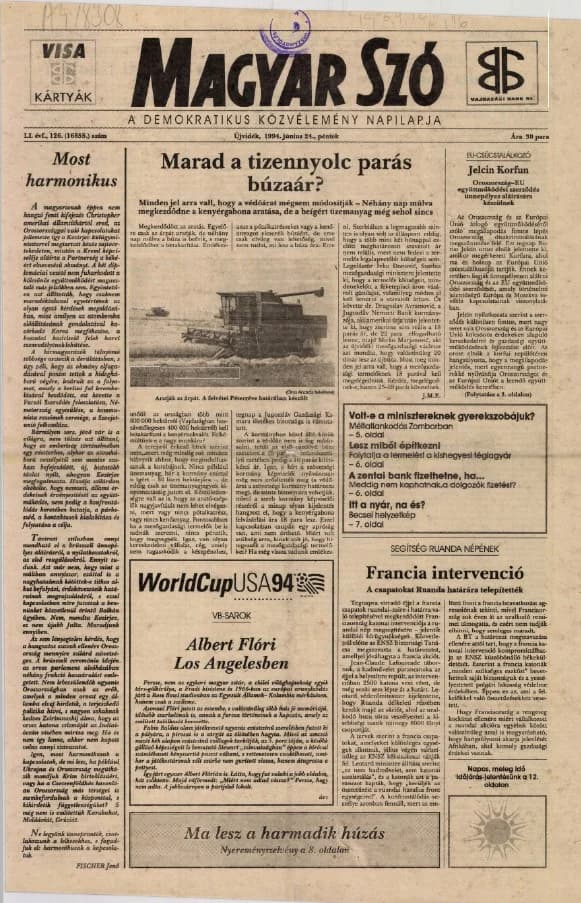 Magyar Szó, 51. évf. 1994. június 24. 126. sz. 1–16. oldal