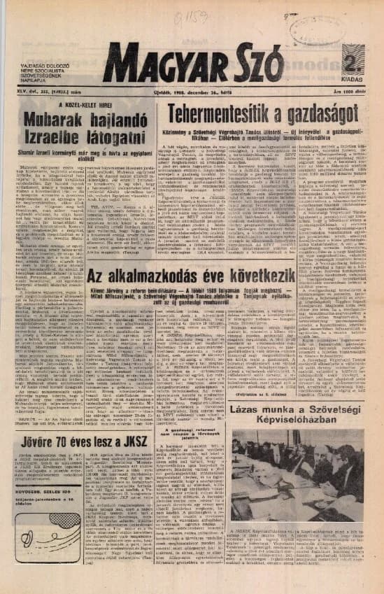 Magyar Szó, 45. évf. 1988. december 26. 355. sz.