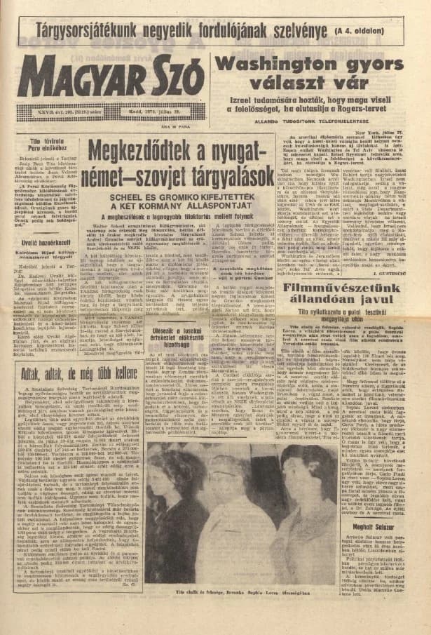Magyar Szó, 27. évf. 1970. július 28. 205. sz. 1–14. oldal