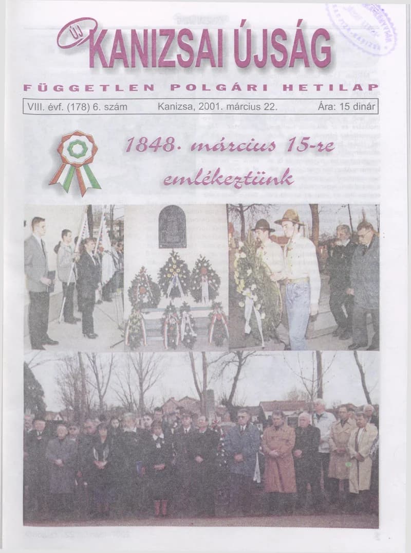 Új Kanizsai Újság, 8. évf. 2001. március 22. 6. sz.