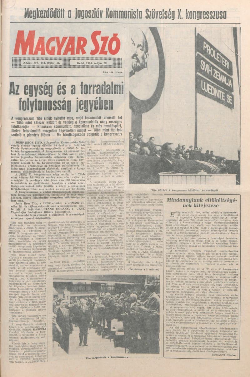 Magyar Szó, 31. évf. 1974. május 28. 144. sz. 1–40. oldal