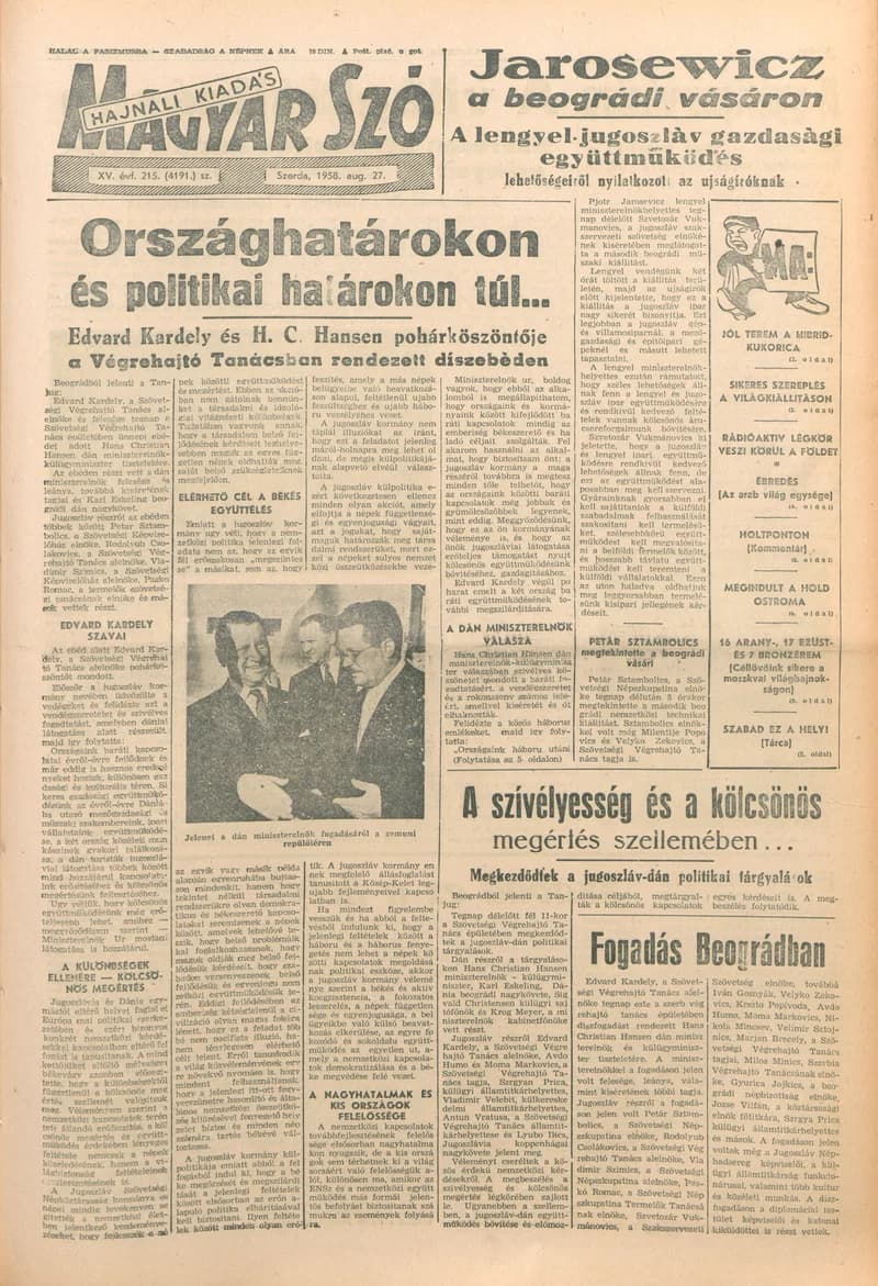 Magyar Szó, 15. évf. 1958. augusztus 27. 215. sz. 1–18. oldal