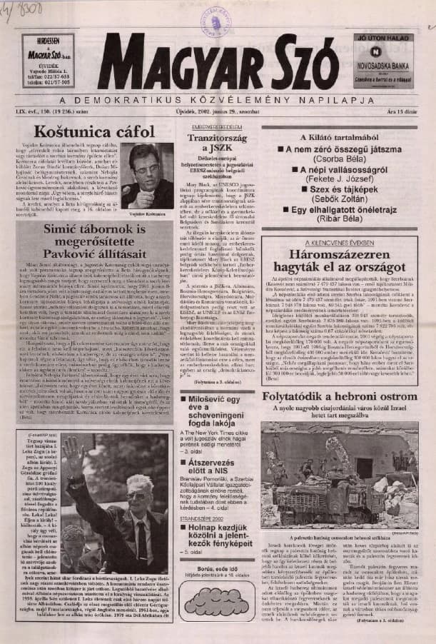 Magyar Szó, 59. évf. 2002. június 29. 150. sz. 1–16. oldal