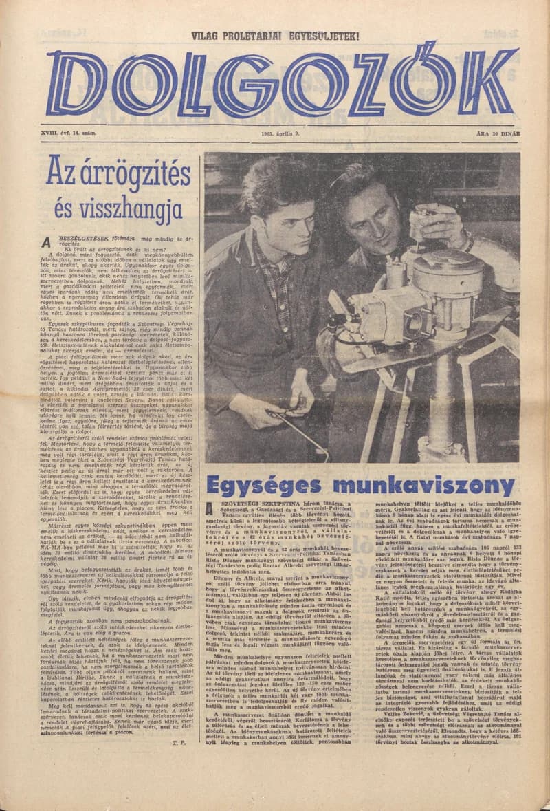 Dolgozók, 19. évf. 1965. április 9. 14. sz.