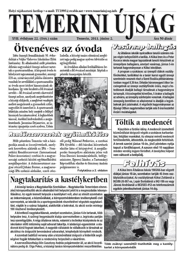 Temerini Újság, 17. évf. 2011. június 2. 22. sz.
